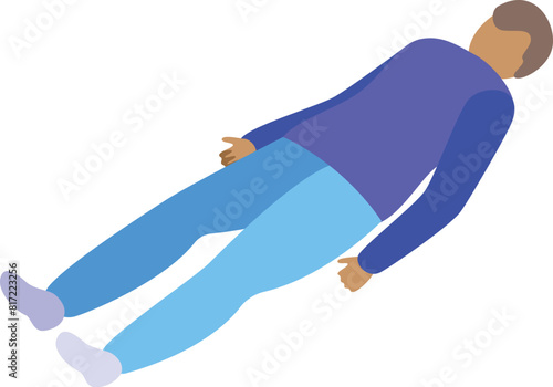 Flat design vector graphic of a person lying on the ground, isolated on white