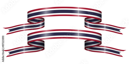 Set of flag ribbon with colors of Thailand for independence day celebration decoration