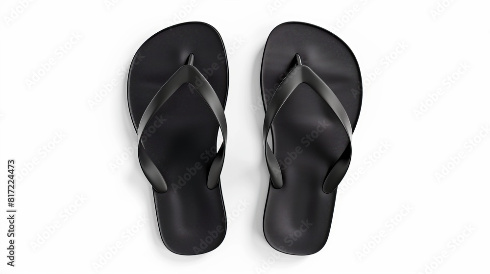 Realistic 3D vector illustration of black blank flip flop set, suitable for advertisement, logo print, and mockup purposes. Realistic 3D vector illustration of black blank flip flop set, suitable for advertisement, logo print, and mockup purposes.