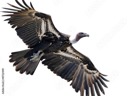 vulture, bird flying in white background