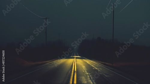 country road at night, feels endless and lonely