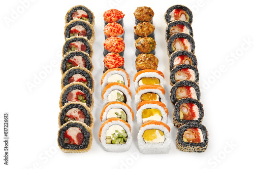Sushi rolls feast with baked toppings and crispy coatings © nazarovsergey