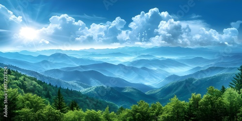 Digital Comic-style Depiction of Great Smoky Mountains National Park in North Carolina. Concept National Park  Great Smoky Mountains  North Carolina  Digital Art  Comic Style