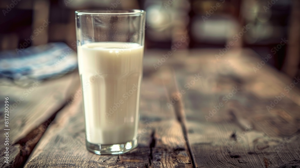 Celebrate World Milk Day with a refreshing glass of cold farm fresh cow s milk rich in protein and calcium placed on a rustic wooden table creating a perfect breakfast scene with ample space Celebrate World Milk Day with a refreshing glass of cold farm fresh cow s milk rich in protein and calcium placed on a rustic wooden table creating a perfect breakfast scene with ample space