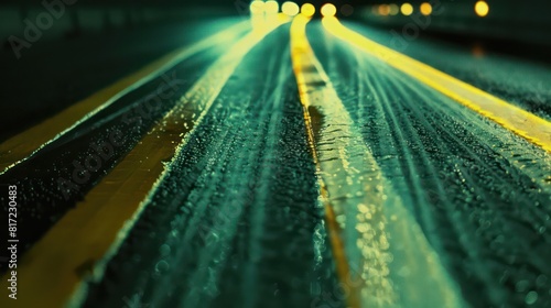 highway road at night, broken yellow lines