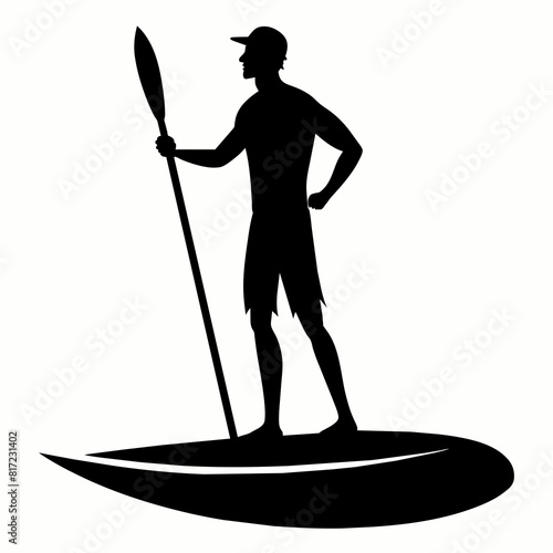 The man on the Sup board vector illustration