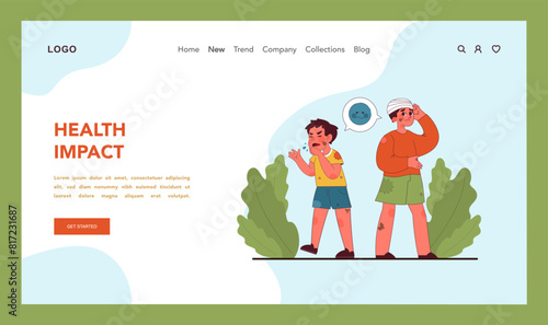 Child labor health consequences. Flat vector illustration