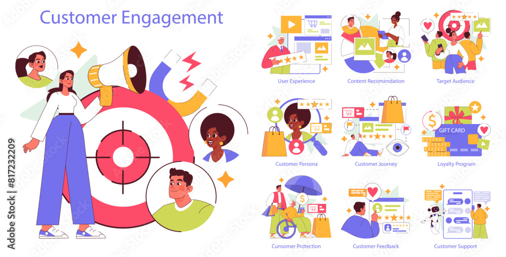 Fototapeta premium Customer Engagement. Flat Vector Illustration