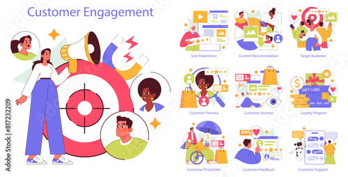 Customer Engagement. Flat Vector Illustration