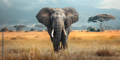 elephant in the savannah photo