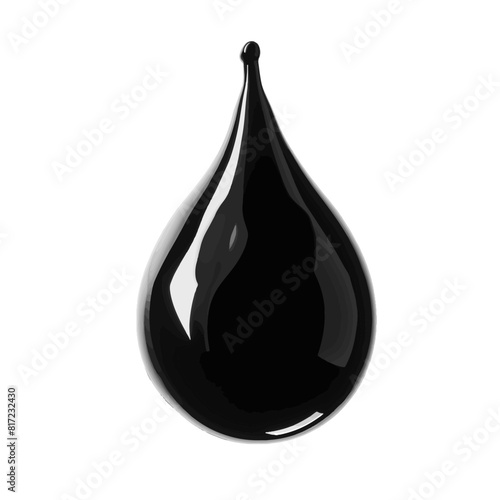 Black shiny droplet on white, simplicity and elegance in design