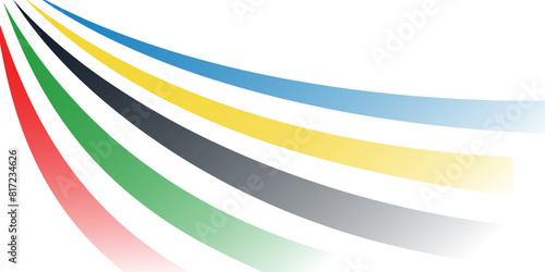 Abstract wallpaper with colorful wavy stripes. Olympic colored ribbon or multicolored lines as graphic design element for sport championship, competition or contest banner with copy space for text.