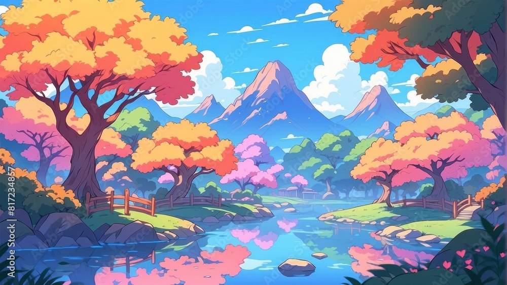 Obraz premium Illustration game art forest like a fairy tale