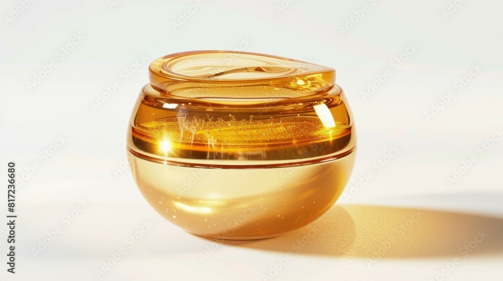 Luxurious Gold Skincare Gel in Elegant Container. Premium golden skincare in a container, showcasing its shimmering and luxurious texture Luxurious Gold Skincare Gel in Elegant Container. Premium golden skincare in a container, showcasing its shimmering and luxurious texture