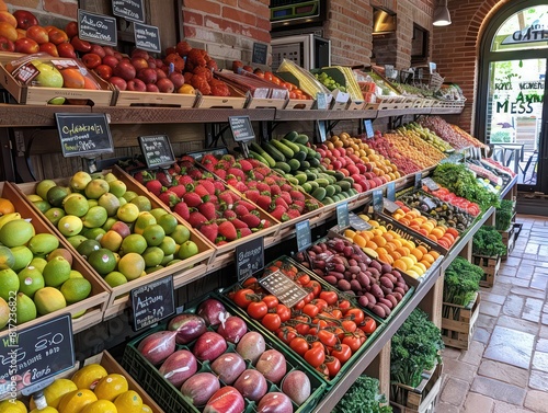 nice market produce section with fruits and vegetables © XTSTUDIO
