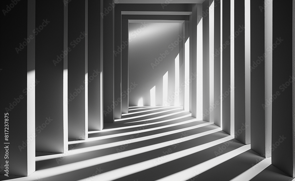A monochrome abstract design with geometric patterns and shadows, creating an intriguing play of light and form. A monochrome abstract design with geometric patterns and shadows, creating an intriguing play of light and form.