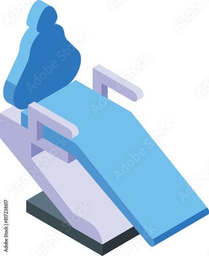 Detailed isometric dental chair illustration in a modern dentist office for orthodontic treatment and oral care, rendered in 3d with adjustable, clean, and sterile equipment