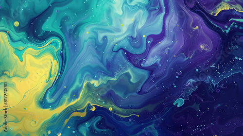 Abstract backdrop with fluid blue, yellow, and purple hues.