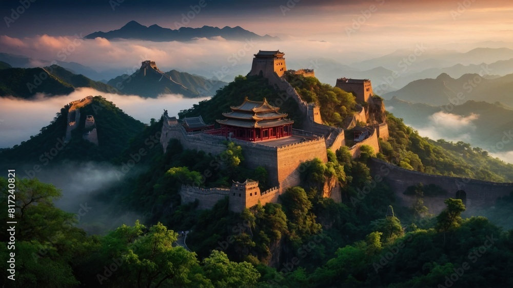 Obraz premium Chinese town in the mountains wallpaper