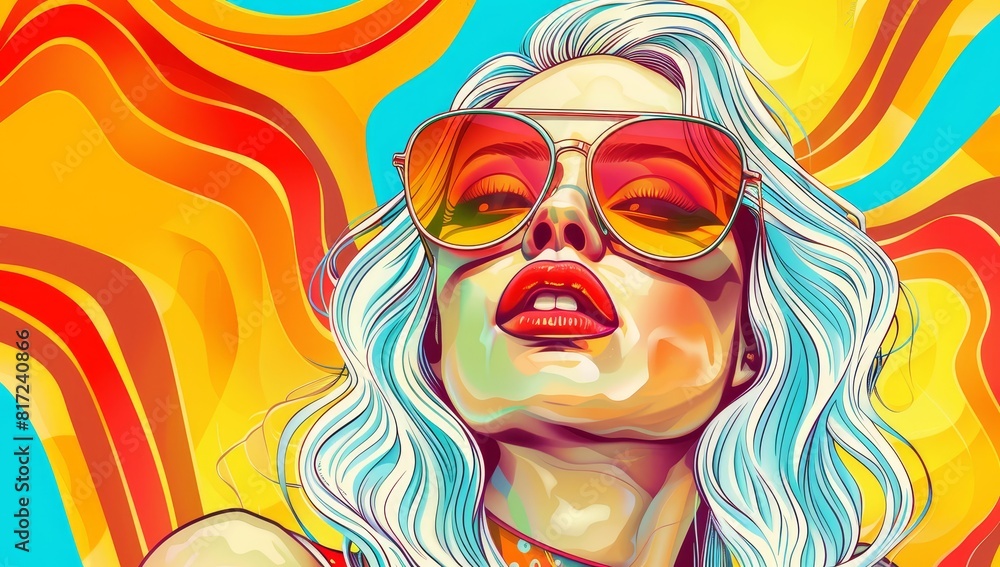 A beautiful woman with sunglasses and retro style