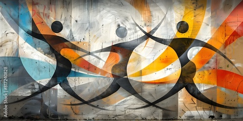 Abstract geometric street art featuring dancing figures in various artistic mediums. Concept Abstract Art  Geometric Design  Street Art  Dancing Figures  Artistic Mediums