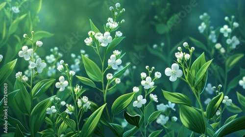 Detailed of a shepherd s purse plant with small white flowers blooming in a lush green natural environment photo