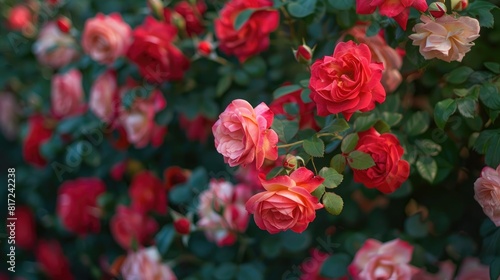 A bush of roses in the background
