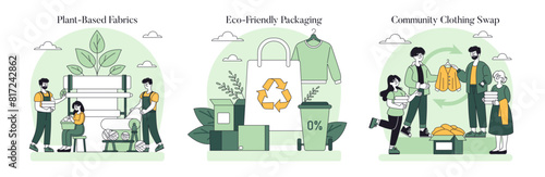 Sustainable Fashion. Flat Vector Illustration