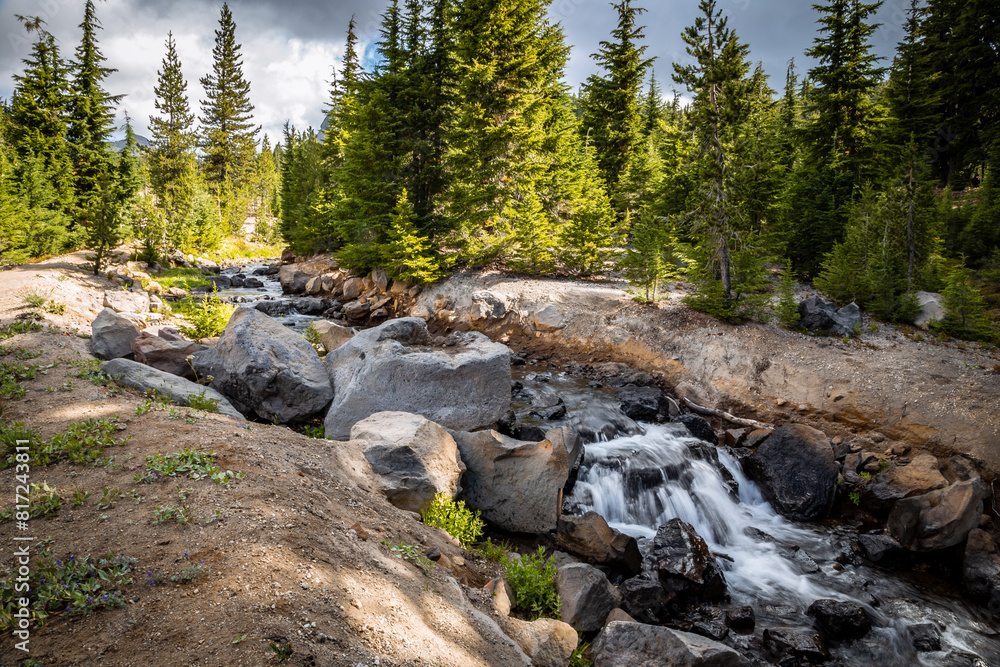 Cascading Stream on the Broken Top Trail, Three Sisters Wilderness, Oregon Cascading Stream on the Broken Top Trail, Three Sisters Wilderness, Oregon