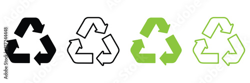 Set recycle signs. Recycle recycling symbol. Recycle icon collection. Vector Illustration.