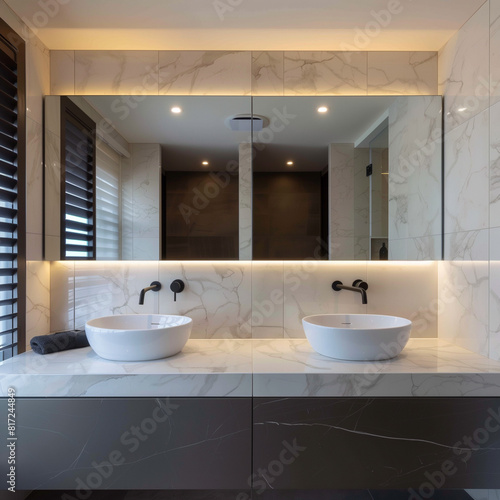 Sleek Functionality  Modern Bathroom Mirror with Anti-Fog Features