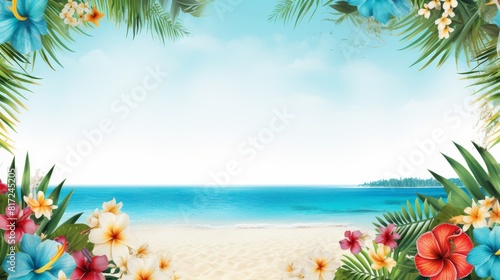 A summer invitation card banner or background with a tropical vibe