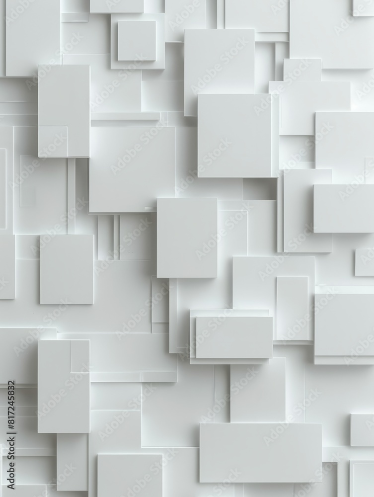 White background with raised squares in 3D style. generative AI White background with raised squares in 3D style. generative AI