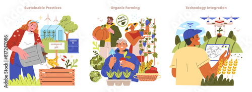 Farm Life. Flat Vector Illustration