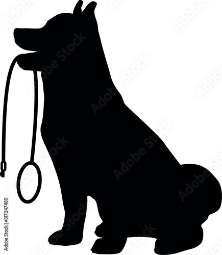 Puppy Holding Lead SVG Cut File for Cricut and Silhouette, EPS Vector, DXF , PNG , JPEG , Zip Folder
