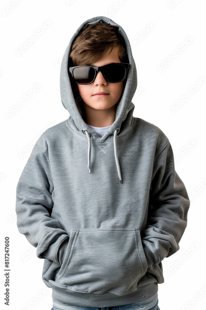 Young boy wearing trendy dress, isolated on a white background
