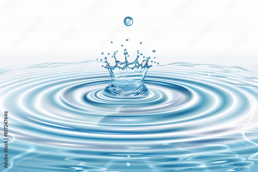 Splash water waves surface from drop isolated on transp Splash water waves surface from drop isolated on transp