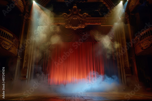 A stage with red lights and smoke © Formoney