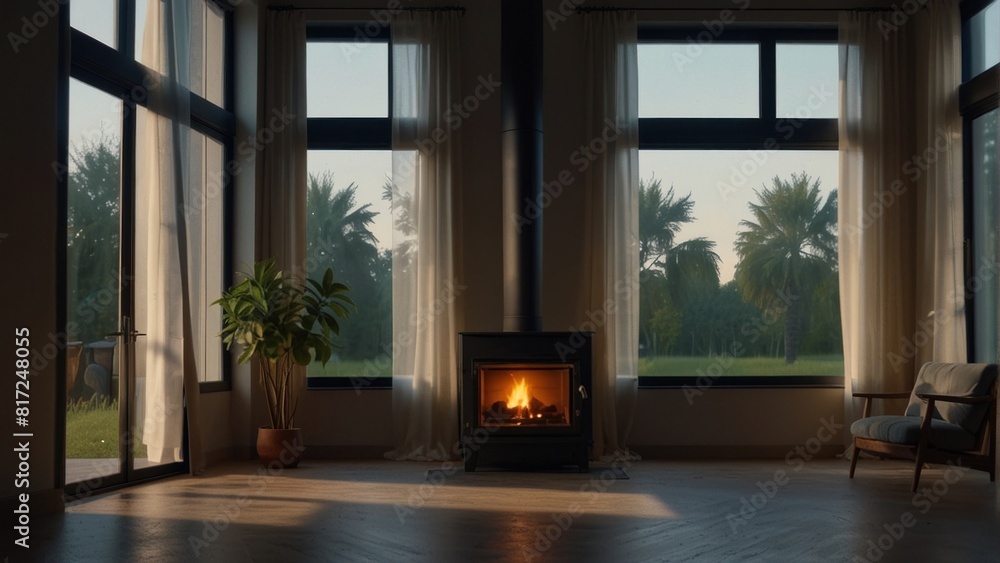 Fototapeta premium Beautiful living room with flowers