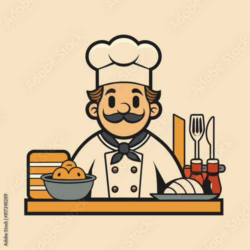 Creative chef logo template
