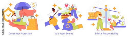 Social Responsibility. Flat Vector Illustration