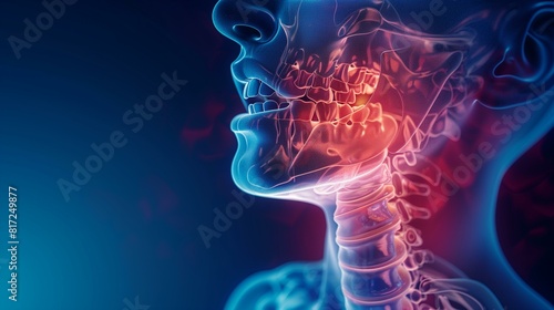 Sore throat pain, human neck jaw, human neck one person human mouth biology male photo
