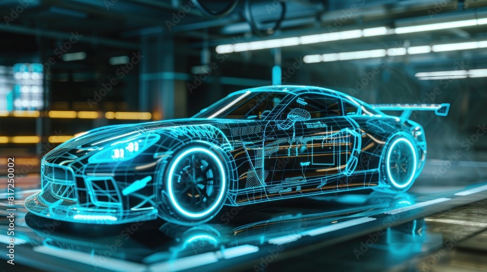 Futuristic car service, scanning, auto data analysis, Scanning a car in a hologram in HUD style, Automotive diagnostics in digital futuristic style Futuristic car service, scanning, auto data analysis, Scanning a car in a hologram in HUD style, Automotive diagnostics in digital futuristic style
