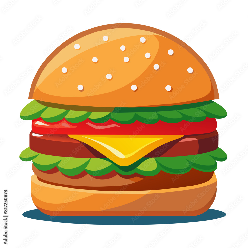 vector hamburger with meat and vegetable in cartoon style vector hamburger with meat and vegetable in cartoon style