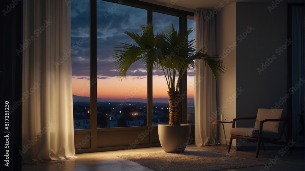 Fototapeta premium Romantic evening in a minimalist apartment