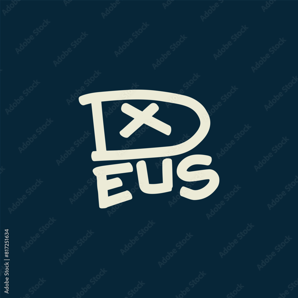 Deus typography lettering hand drawing vector design
