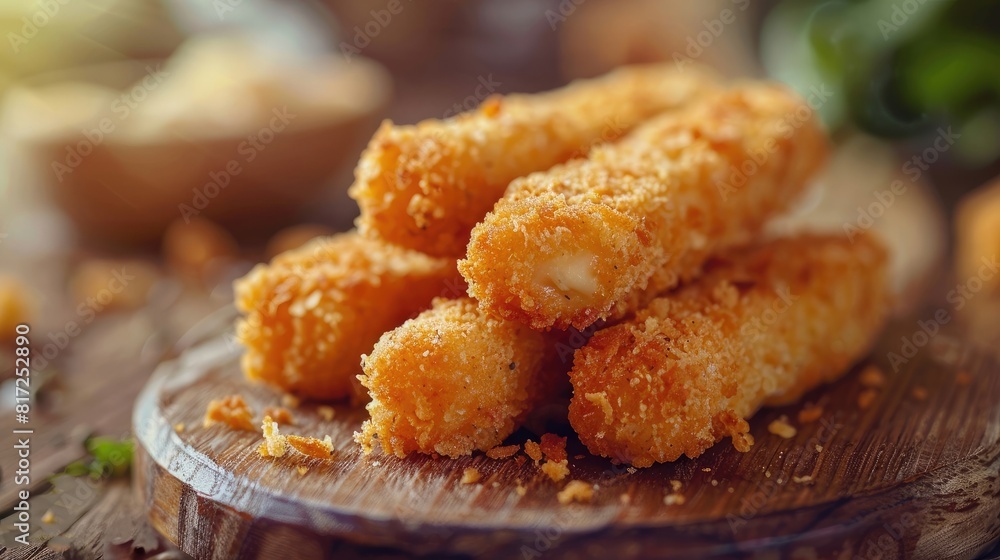 Breaded cheese sticks on the table. Selective focus. realistic