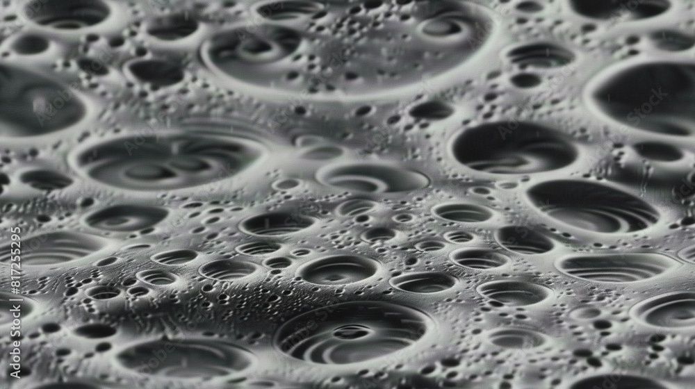 Black-and-white photo of numerous water droplets on water's surface Black-and-white photo of numerous water droplets on water's surface
