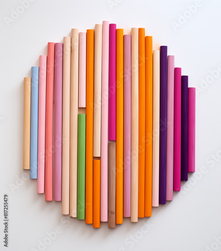 Different color pencils in a circle.