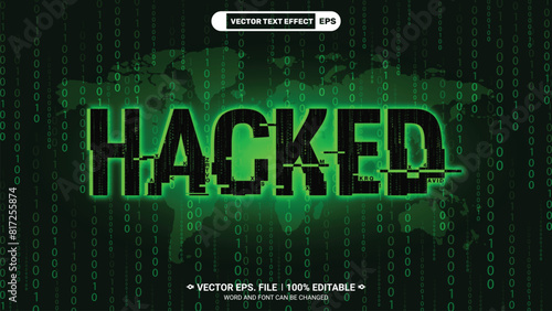 Hacked glitch sci-fi futuristic style editable 3d vector text effect
